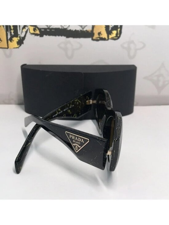 NEW AUTHENTIC PRAD PR 20ZS Women’s Sunglasses – Black Yellow Marble / Dark Brown main image 6